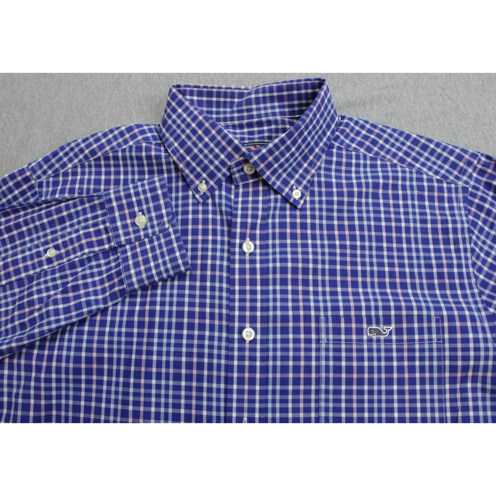 Vineyard Vines Shirt Mens Large Plaid 100% Cotton Slim Fit‎ Tucker